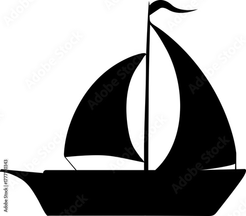 Elegant sailboat silhouette gliding on the water, a symbol of adventure, freedom, and exploration on the open sea - originally a scalable vector graphic