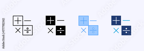 Numeracy Skill Icon Set Multiple Style Collection