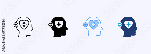 Positive Psycology Icon Set Multiple Style Collection