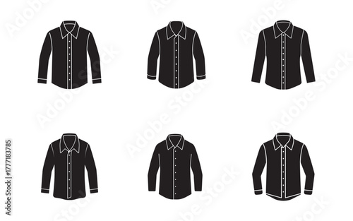 Black Long Sleeved Shirt Vector Illustration Fashion Apparel Formal and Casual Clothing Options Stylish Wardrobe Choices Different Styles and Designs