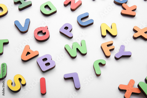 Colorful letters on white b...