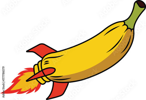 Banana rocket illustration Vector, illustration