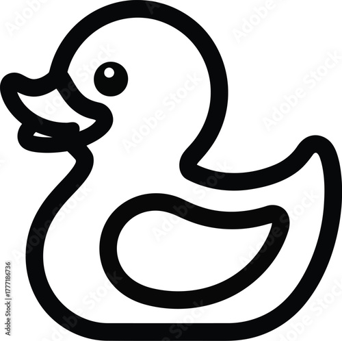 Simple outline rubber duck toy icon simple minimalist drawing cartoon vector cute bath time element vector