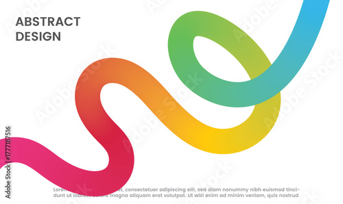 Abstract Fluid Rainbow – Gradient Swirl Shape with Vibrant Wavy Line Composition