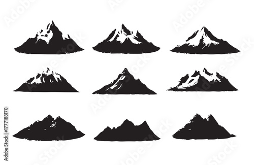 Set of mountain icons, Mountains icon vector set. hike, travel illustration sign collection. camping symbol.