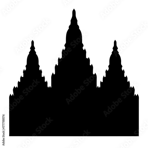 Silhouette of Borobudur Temple, a famous Buddhist temple in Central Java, Indonesia
