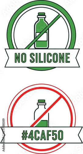 No silicone ingredient sign icon natural product cosmetic formulation label stamp stamp vector