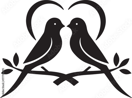 Image of Symmetric Lovebirds on a Branch