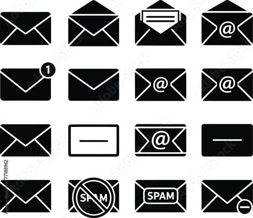 Diverse envelope icons for communication business and correspondence in digital format vector