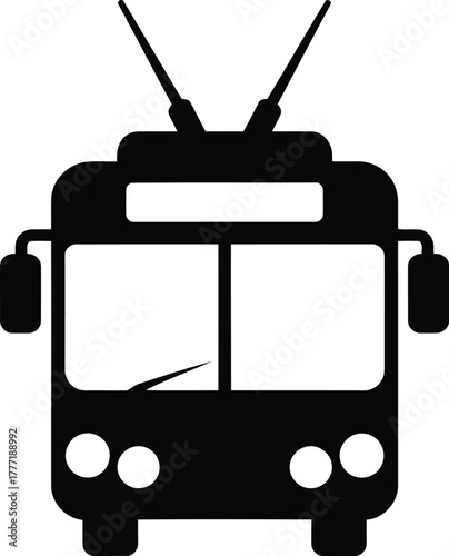 Modern trolleybus front view electric public transport vehicle icon symbol vector illustration vector