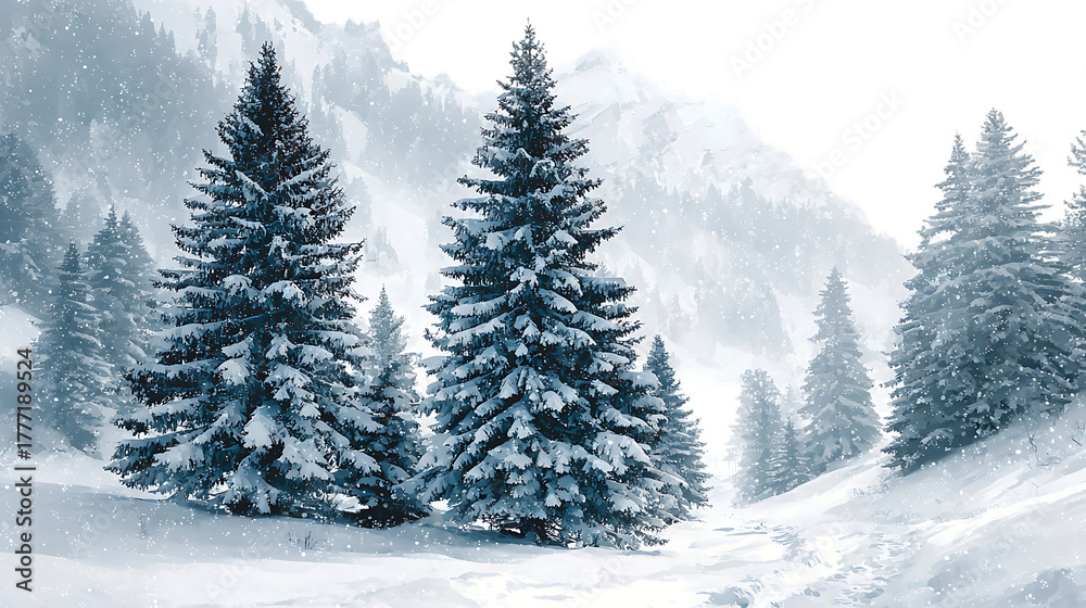 Fototapeta premium winter forest in the mountains
