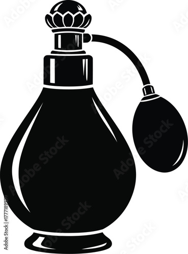 Elegant vintage perfume atomizer silhouette elegant glass bottle luxury fragrance design accessory vector