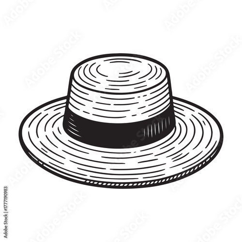 straw hat line art vector