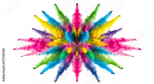 Vibrant Multicolored Abstract Watercolor Explosion on White Background