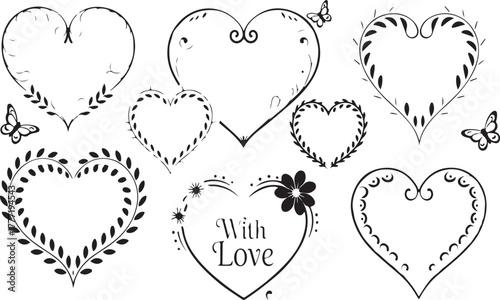Collection of decorative heart outlines
