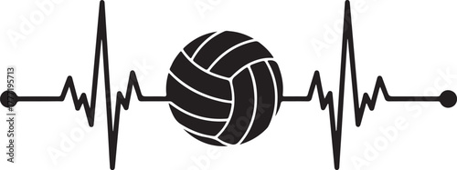 Volleyball heartbeat line for volleyball lovers
