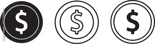 Three dollar coins in black and white