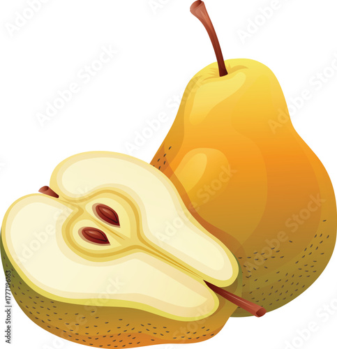 cut out half slice pear fruit