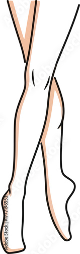 Elegant ballet dancer legs in relevé pose sketch art concept fashion grace vector