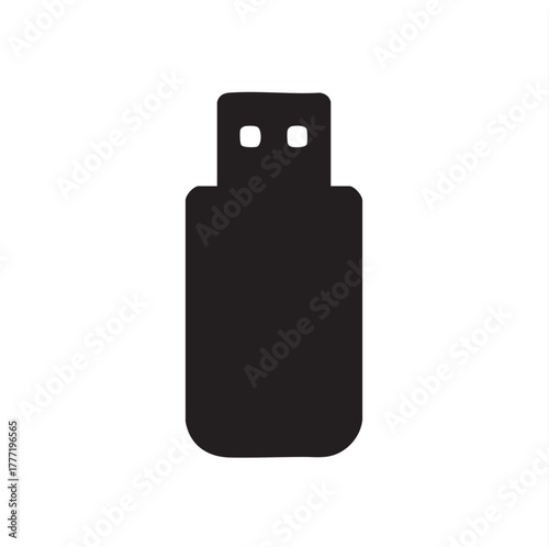 Simple black and white glyph icon of a standard usb flash drive