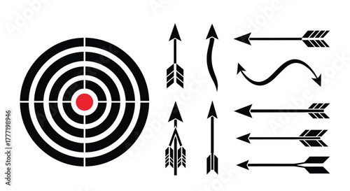 Arrows and target vector illustration for archery and aiming