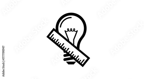 An illustration depicting a lightbulb with a ruler, symbolizing measurement and ideas.