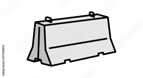 A simple, clean illustration of a concrete Jersey barrier, often used for traffic control and temporary construction site delineation.