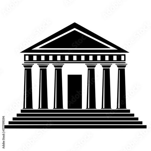 Flat illustration icon of a factory in silhouette