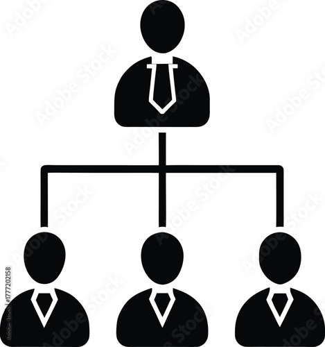 Organizational Structure Icon A Silhouetted Vector Design Representing Hierarchy and Teamwork