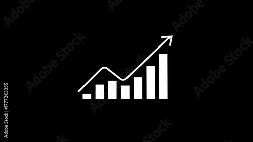 Minimalist Growth Bar Chart with Upward Arrow. Business Success and Financial Progress Concept