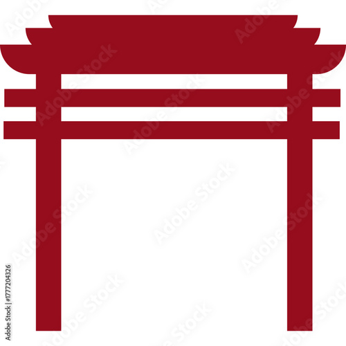 Red Chinese Gate Silhouette
