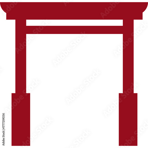 Red Chinese Gate Silhouette