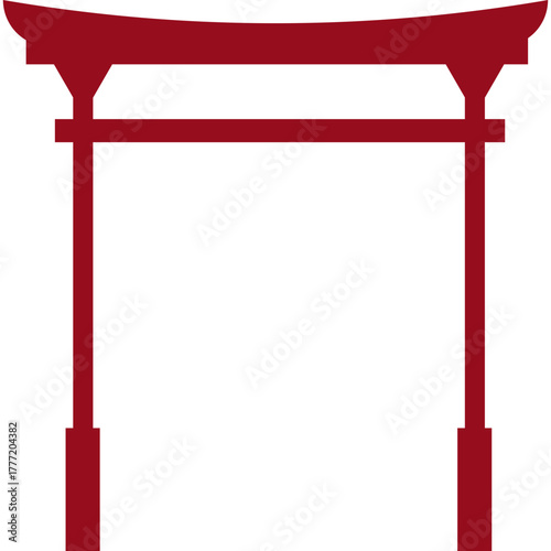 Red Chinese Gate Silhouette