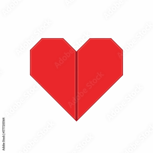 Red Origami Heart Symbol.
