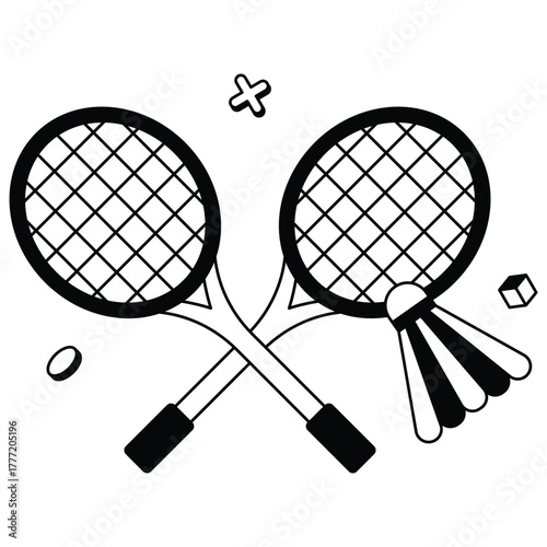 Racket and shuttlecock representing badminton sport – Vector Icons