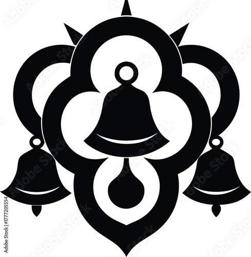 Spiritual om symbol with decorative bells and intricate details