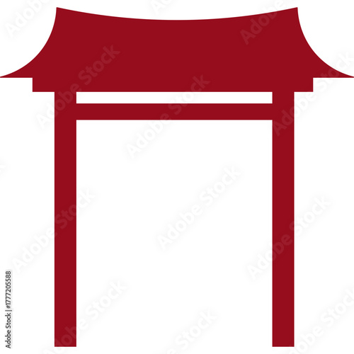 Red Chinese Gate Silhouette