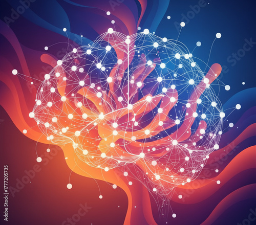 Abstract representation of the human brain with interconnected neural pathways and networks