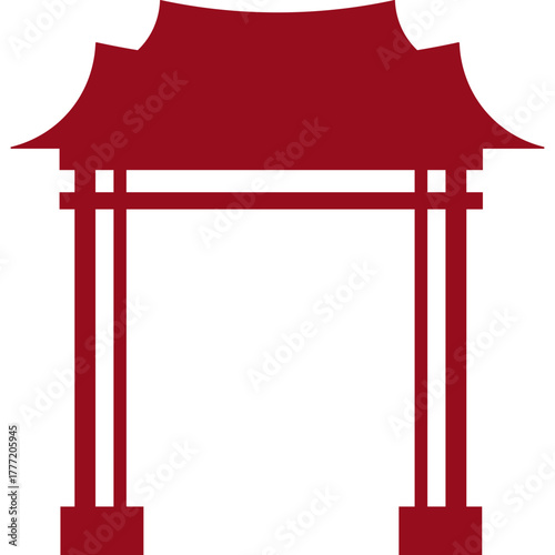 Red Chinese Gate Silhouette