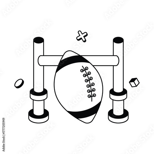 Symbol of teamwork, power, and scoring success in rugby sport Vector Icons