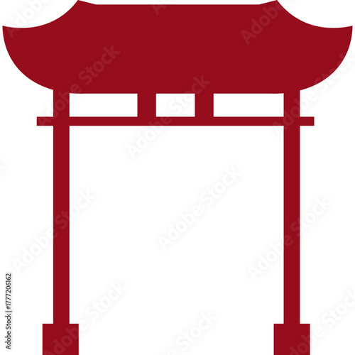Red Chinese Gate Silhouette