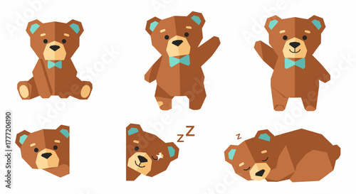 Adorable collection of cartoon teddy bears in various poses and expressions.
