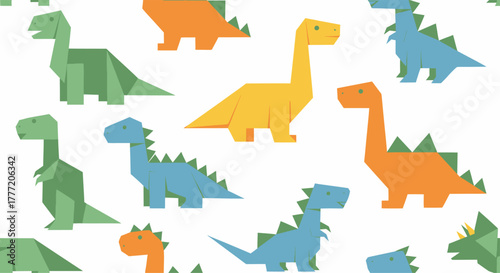 Colorful Geometric Dinosaur Pattern for Childrens Design.