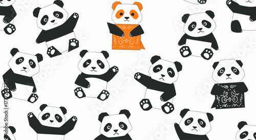 Playful Panda Pattern - A Whimsical Collection of Adorable Bears.