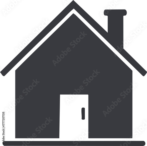 PrintMinimal black house silhouette icon with triangular roof and chimney on white background vector illustration