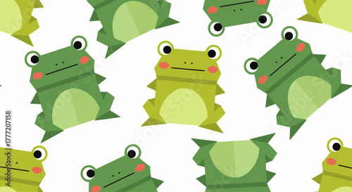 Cartoon Frogs Pattern - Playful Amphibians in a Seamless Design.