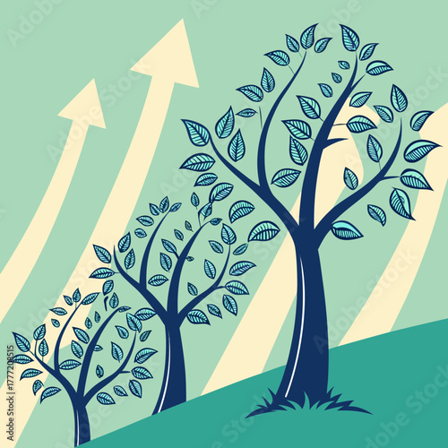 Abstract arrow trees showing revenue growth.
