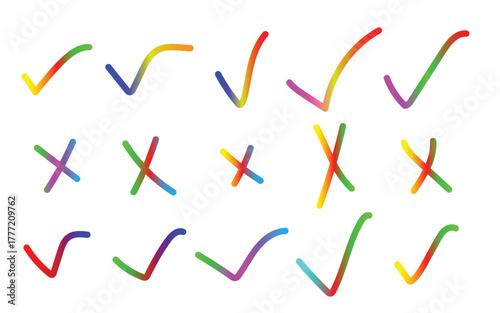 Colorful check and cross marks