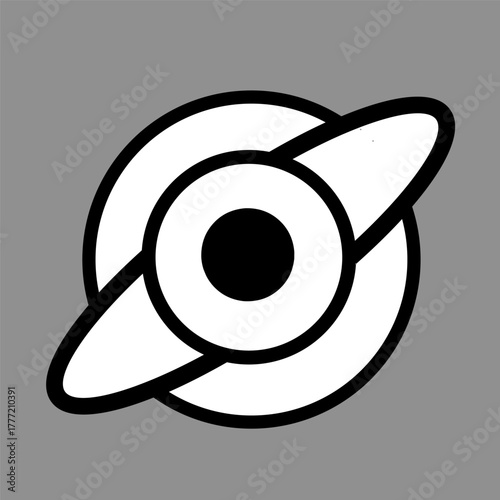 Simple black-and-white orbit logo featuring a central circle with an elliptical ring. Clean, bold, and modern space-inspired design suitable for technology, science, astronomy, and futuristic branding