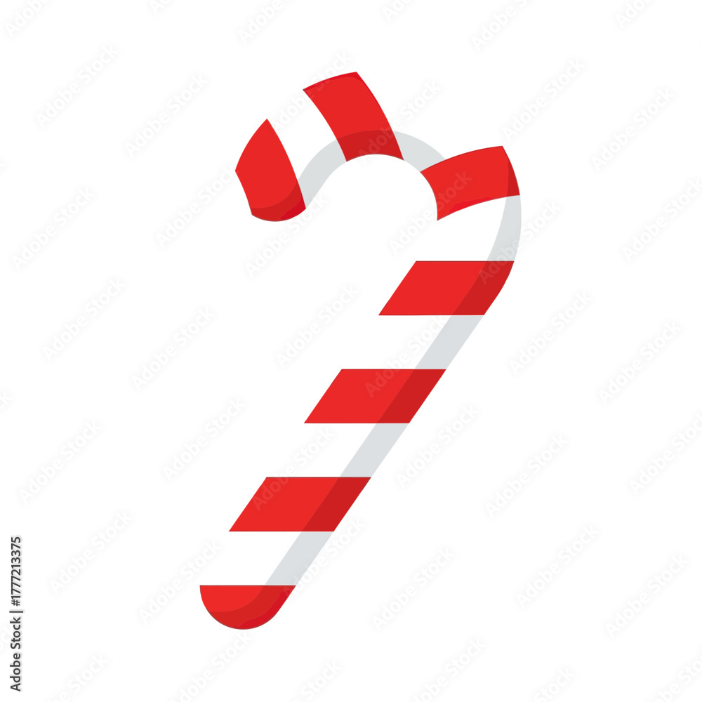 Obraz premium A vibrant illustration of a classic candy cane, featuring red and white stripes.